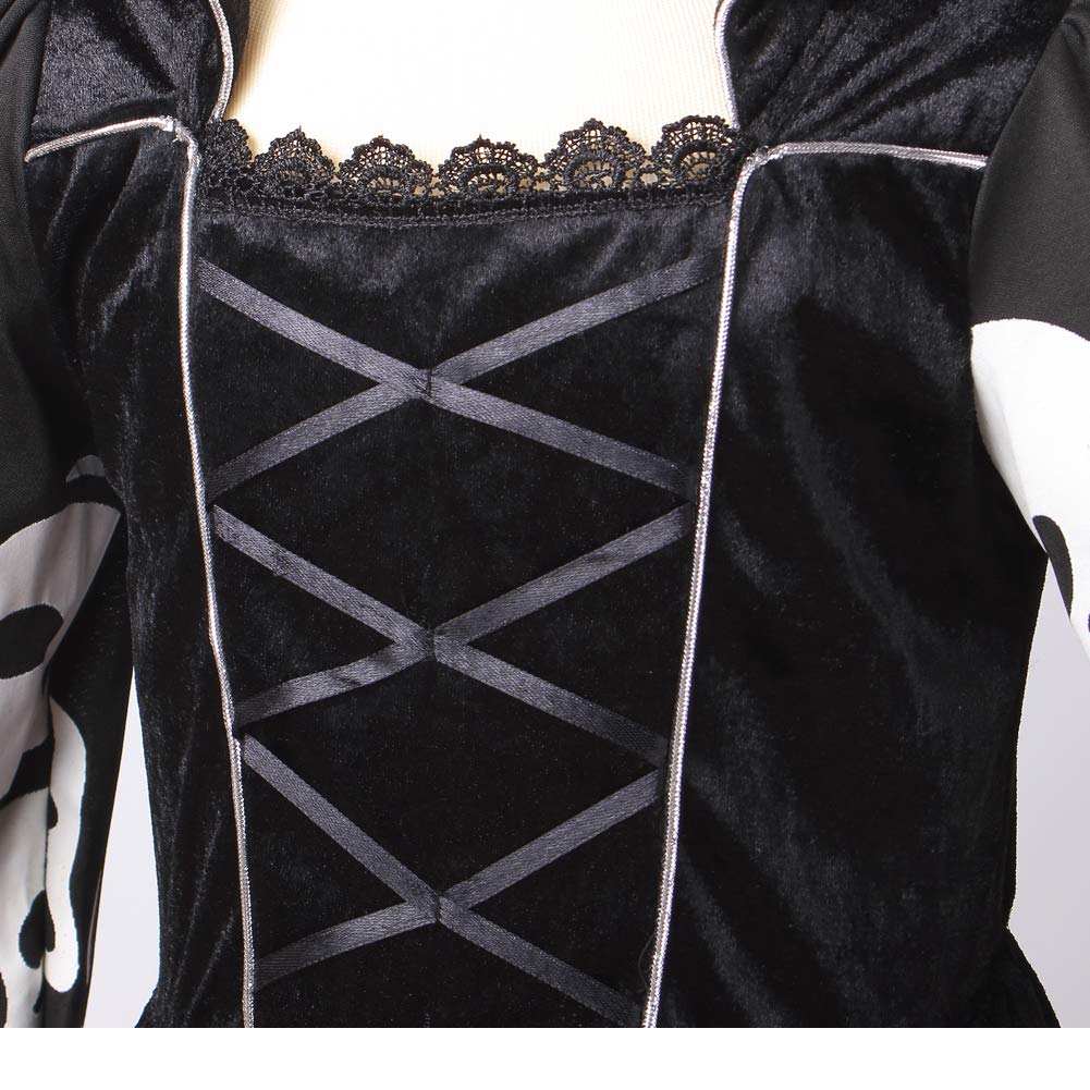 Yolsun Skeleton Ghost Witch Costume For Girls, Glow In The Dark, Halloween Fearsome Costume(6-8 Years)