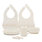 Lalo First Bites Silicone Baby Feeding Set - Baby Led Weaning Supplies - Non-Toxic Silicone - Includes 2 Bibs, 2 Spoons, Trainin
