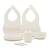 Lalo First Bites Silicone Baby Feeding Set - Baby Led Weaning Supplies - Non-Toxic Silicone - Includes 2 Bibs, 2 Spoons, Trainin