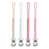 Pacifier Clip for Boys Girls - MORIBOX 4 Pack Paci Clip Soothie Baby Binky Holder for Shower Gift Birthday (Beige+White+Pink+Dpi