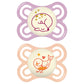 Mam Perfect Night Baby Pacifier, Patented Nipple, Glows In The Dark, 0-6 Months, Girl, 2 Count (Pack Of 1)