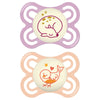 Mam Perfect Night Baby Pacifier, Patented Nipple, Glows In The Dark, 0-6 Months, Girl, 2 Count (Pack Of 1)