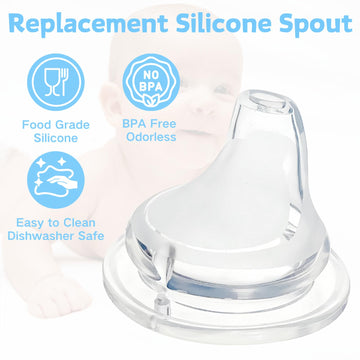6 Pack Replacement Silicone Spout Compatible With Nuk Active And Learner Cups, Clear Silicone Dishwasher Safe No Spill Bpa Free