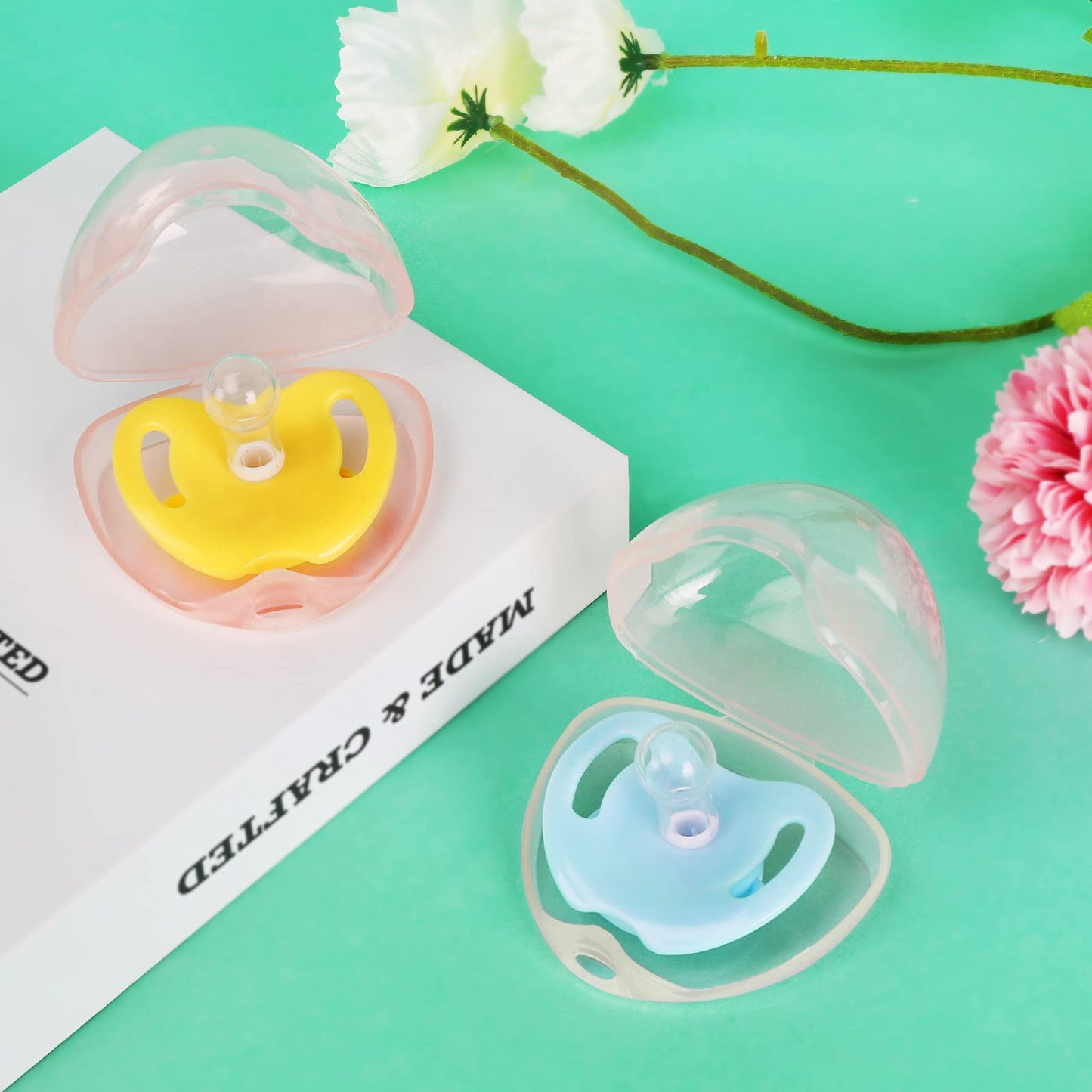 Accmor Pacifier Case, Pacifier Holder Case, Pacifier Container For Travel, Bpa Free,Transparent Pink, 6 Pack