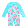 Huaaniue Baby/Toddler Girl Swimsuit Long Sleeve Rashguard Swimwear Cyan 3-4 T