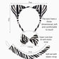 Kirei Sui 3-Piece Funny Zebra Costume Set With Ears Headband Bow Tie Tail Halloween Dress Up For Kids & Adults