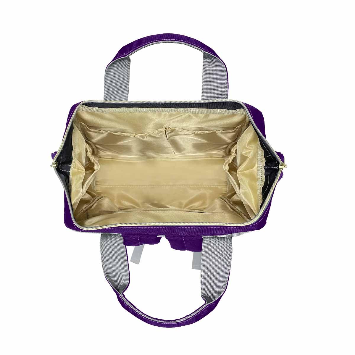 Custom Diaper Bag, Name Dark Purple Diaper Backpack Personalized Mummy Nursing Baby Bags Fashion Shoulders Bag Casual Daypack Tr