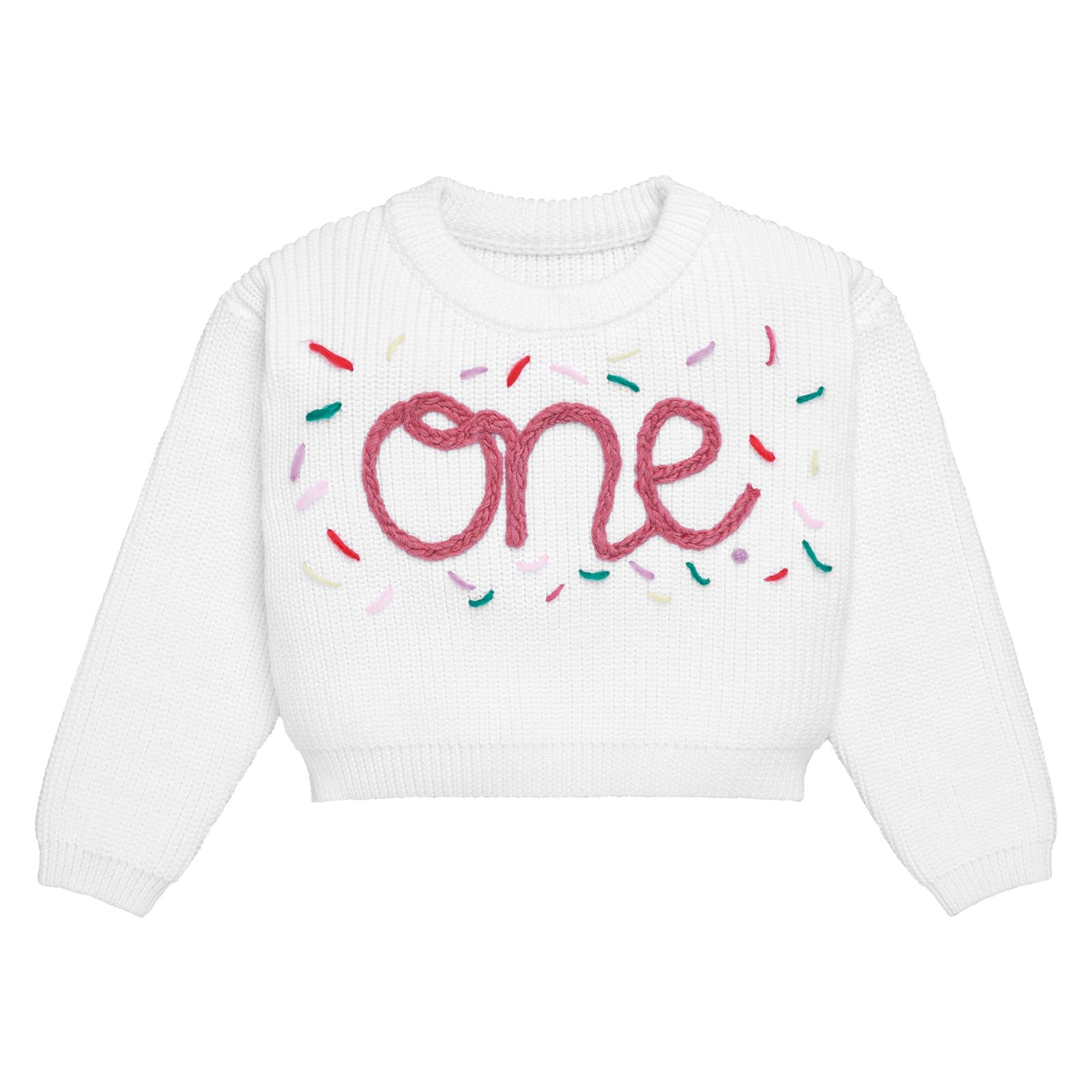 Baby Girls Boys First Birthday Outfit One Embroidery Sweater Knitted Pullover Oversized Sweatshirt Knitwear One Year Old Party C