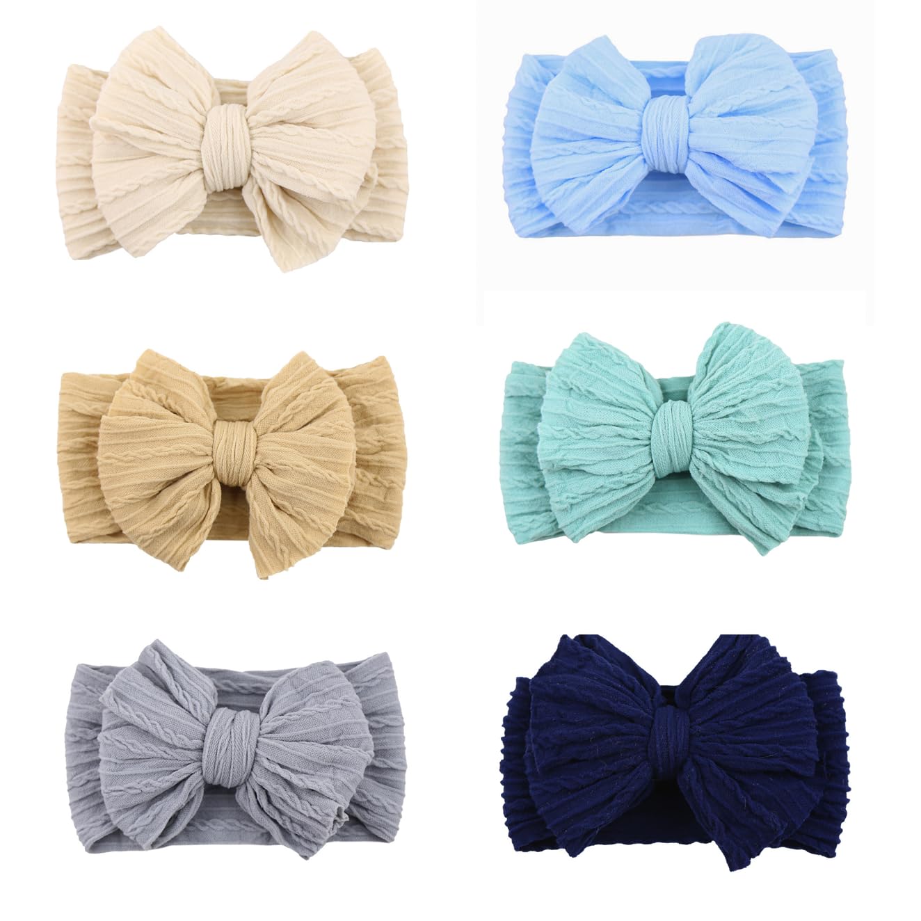 Zurlefy Nylon Blue Baby Headbands Bows, Stretchy Gray Infant Headband Bows For Baby Girls Boys Newborn Head Wraps Toddler Unisex