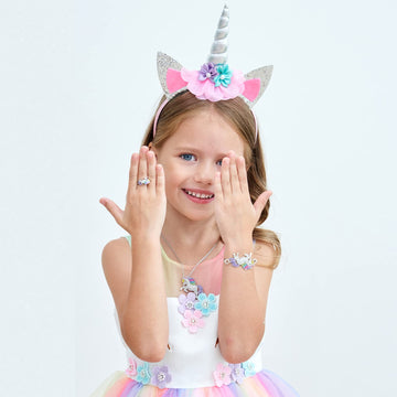 Unicorn Princess Dress Up Clothes For Little Girls - Costume, Jewelry And Headband (8-9 Years, Unicorn Princess 1)