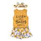Hipea Toddler Baby Girl Outfits Flower Tops Sleeveless Vest Shorts Headband Summer Clothes Set(3-4T)