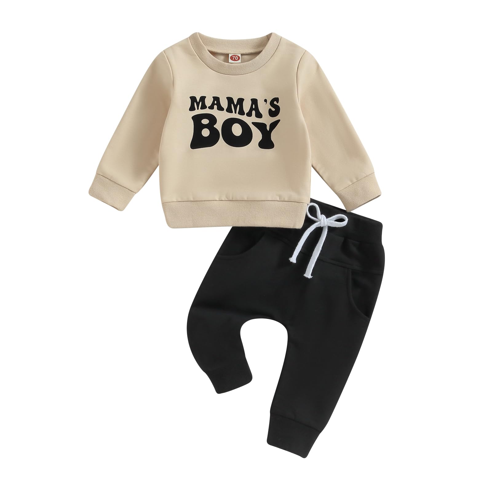 CREAIRY 2Pcs Newborn Baby Boy Outfits Letter Pullover Sweatshirt Long Sleeve T-Shirt Jogger Pants Set Toddler Fall Clothes (Apri
