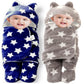 Brandonn Baby Blankets New Born Combo Pack Of Wearable Swaddle Wrapper Security Blanket For Kids For 06 Month Babies (Grey, Nav