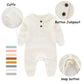 Iadoer Newborn Baby Boys Girls One Piece Romper With Mitten Cuffs 3 Pack Long Sleeve Ribbed Button Jumpsuit Outfit Clothes White