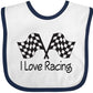 Inktastic I Love Racing Baby Bib White And Navy 6520