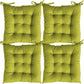 Linenovation Microfiber Square Chair Pad/Cushion for Office, Home or Car Sitting with Ties24 Inch X 24 InchParrot GreenSet of