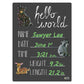 Cohas Hello World Newborn Baby Announcement Chalkboard Sign With Mountain Animal Theme, 12 By 16 Inches, No Marker