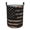 Pevtufa American Flag With Desert Camouflage Foldable Laundry Basket Organizer,Fabric Clothes Toy Storage Basket Nursery Hamper 