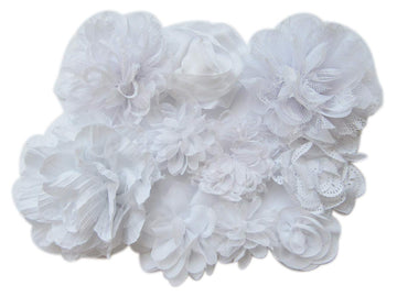 Yycraft 15Pcs White Chiffon Flower For Girls Headband Baby Flowers Bows,Crafts,Party Decoration(2'-4.5')