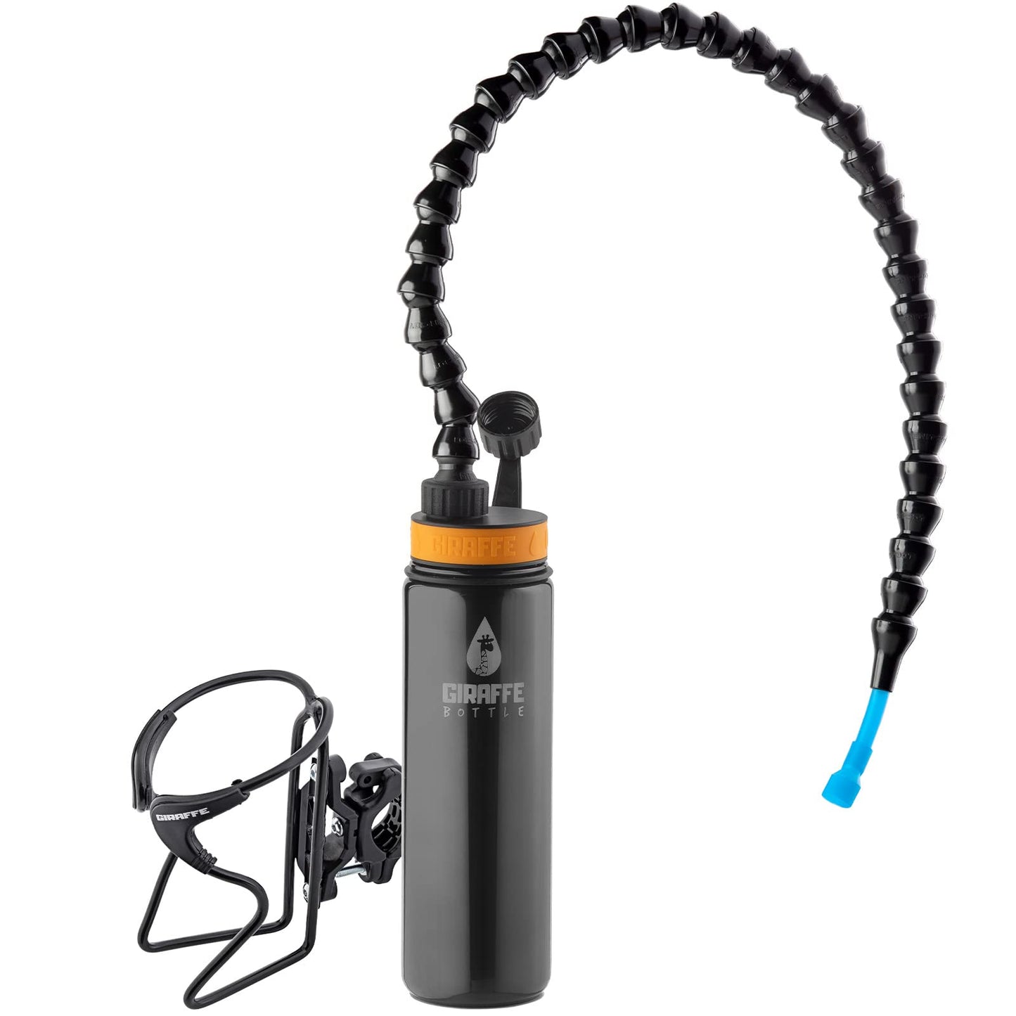 Giraffe Bottle Tower Xl Hands Free Drinking System, Insulated Stainless Steel Bottle, With Round Tube Mounted Bottle Holder (Len