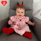 Toddler Baby Girl Valentines Day Outfit Ruffle Smocked Heart Embroidery Dress Plaid Playwear Summer Outfit 6M-4T (Pink, 18-24 Mo
