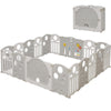 HAPPYMATY Baby Playpen, 18-Panel Foldable Play Pen for Babies and Toddlers, Indoor Outdoor Baby Fence with Sensory Play Panel, A