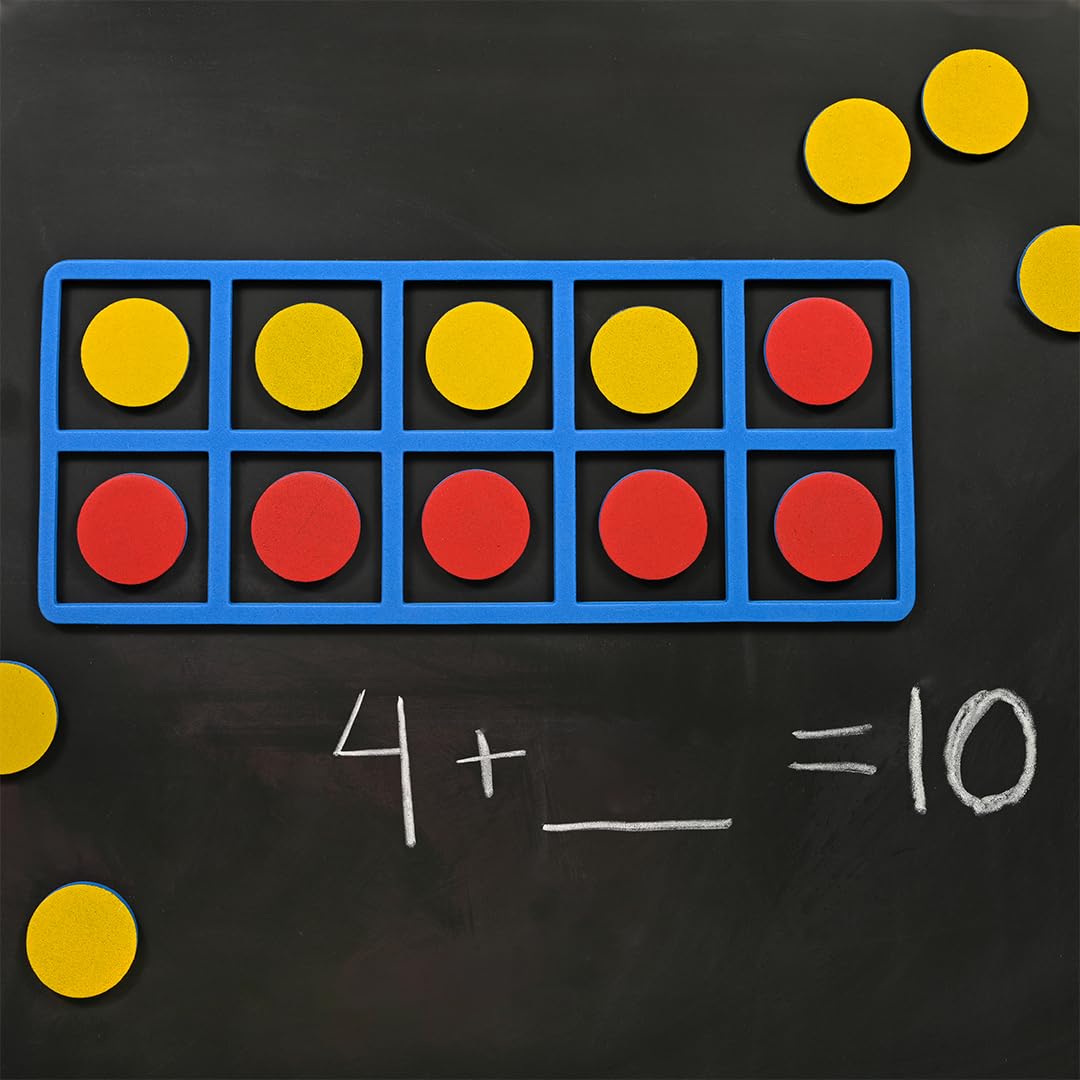 LEARNING ADVANTAGE Giant Magnetic Foam Ten Frames - In Home Learning Manipulative for Early Math - 2 Frames with 20 Disks - Teac
