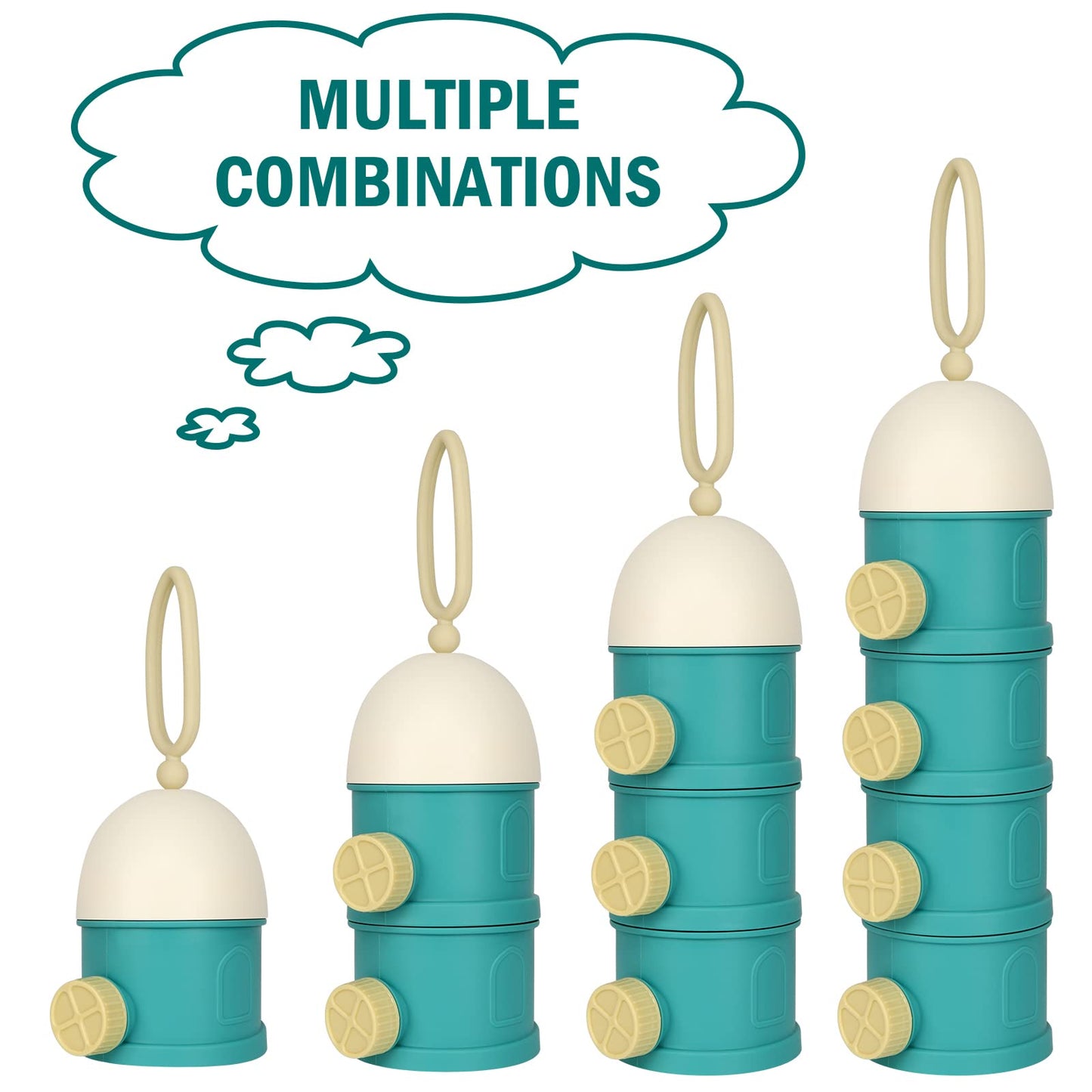 Accmor Formula Dispenser On The Go, 4 Layers Stackable Formula Container To Go, Non-Spill Portable Milk Powder Baby & Kids Snack