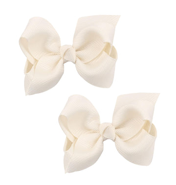 Koolgil Baby Girl's 2Pcs Cute 3 Inch Pure Color Bow-knot Hair Clip for Photography Travel Daily Life (Cream)