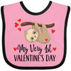 Inktastic My First Valentines Day Baby Sloth Baby Bib Pink And Black 39C36
