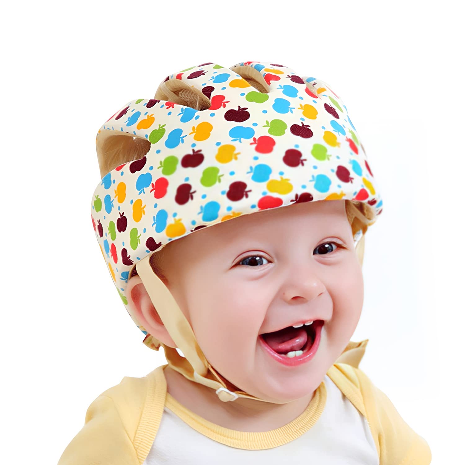 Baby Adjustable Helmet, Kid Soft Cushion Harnesses Cap, Toddler Infant Hat When Learning To Crawl Walk Play (Flower)