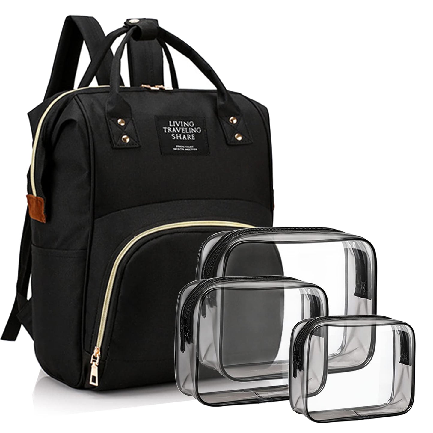Diaper Bag With Organizing Pouches, Nappy Bags Handbag Multifunction Diaper Bag For Baby Care Travel Backpack Large Capacity Bla