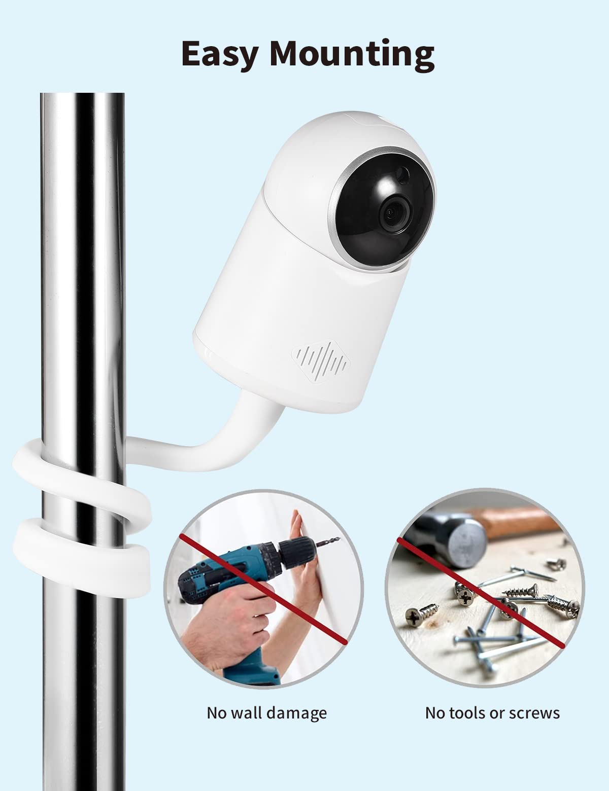 Universal Baby Monitor Camera Mount For Crib Compatible With Arlo, Owlet, Goodbaby, And More With 1/4 Threaded Hole, Adjustable