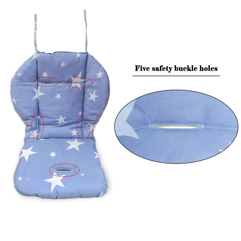 Twoworld High Chair Cushion, Large Thickening Baby High Chair Seat Cushion Liner Mat Pad Cover Breathable (Blue Star)