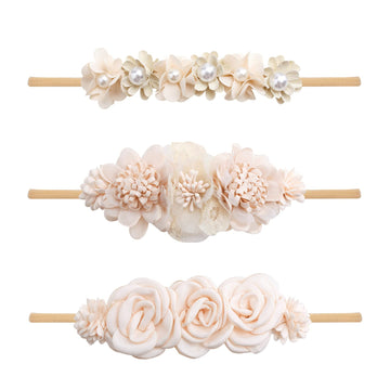 Bfnaagirl Baby Girl Headbands Nylon Flower Elastic Hairbands 3Pcs Hair Accessories Gift For Newborn Infant Toddlers (19A#)