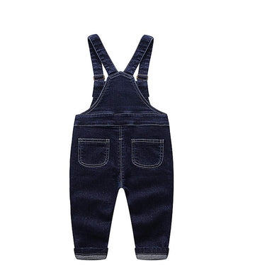 Kidscool Space Baby & Little Boys/Girls Denim Overalls,Jean Workwear,Deep Blue,3-4 Years