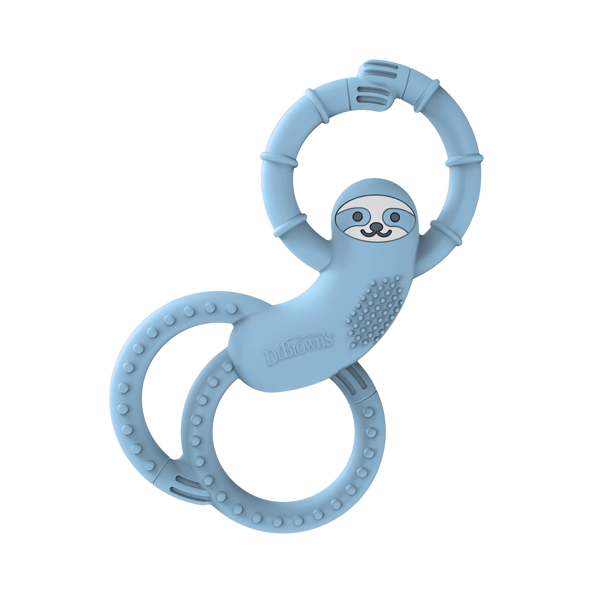 Dr. Browns Flexees Blue Sloth, Soft 100% Silicone Baby Teether, BPA Free, 3m+