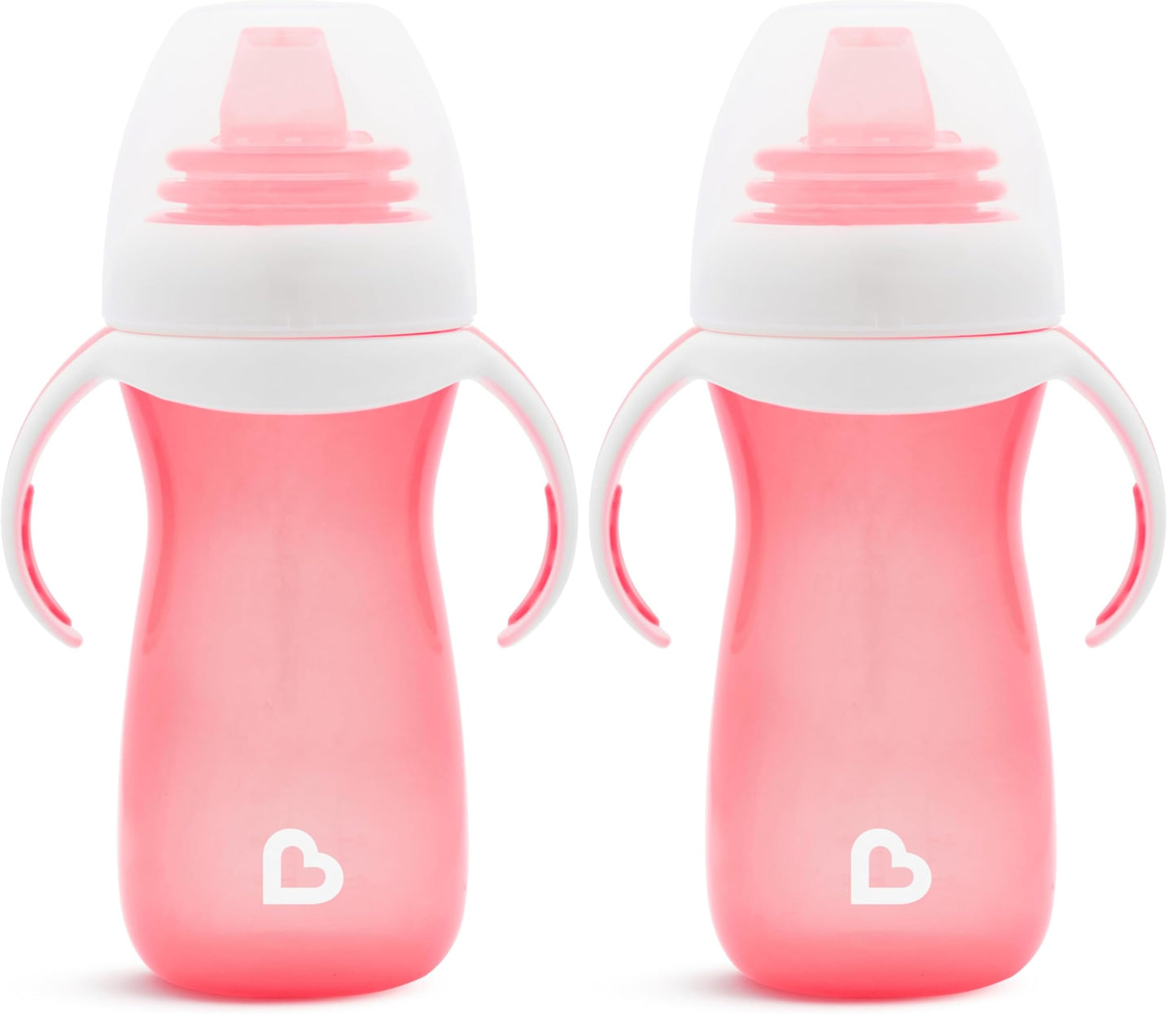 Munchkin Gentle Transition Sippy Cup with Trainer Handles, 10 Ounce, Pink (Pack of 2)