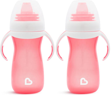 Munchkin Gentle Transition Sippy Cup with Trainer Handles, 10 Ounce, Pink (Pack of 2)