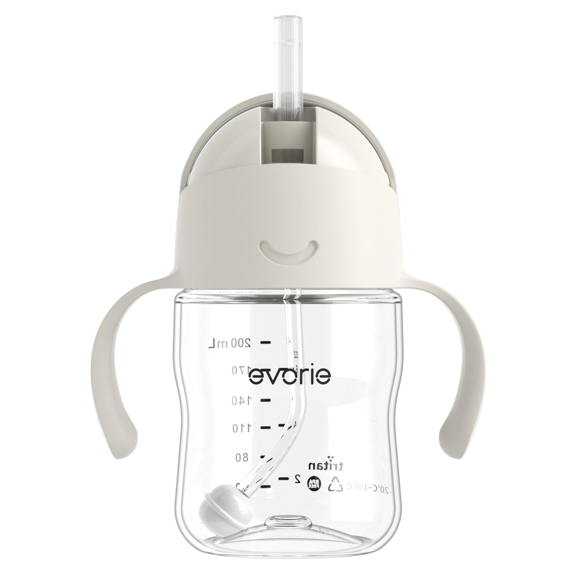 Evorie Tritan Weighted Straw Sippy Cup with Handles for Baby and Toddlers, Spill Proof Baby Water Bottle with Straw for 6 months