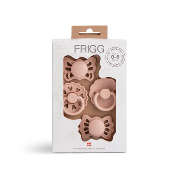 FRIGG Babys First Pacifier Set | Floral Heart 4-Pack | Made in Denmark | BPA-Free (Blush, 0-6 Months)