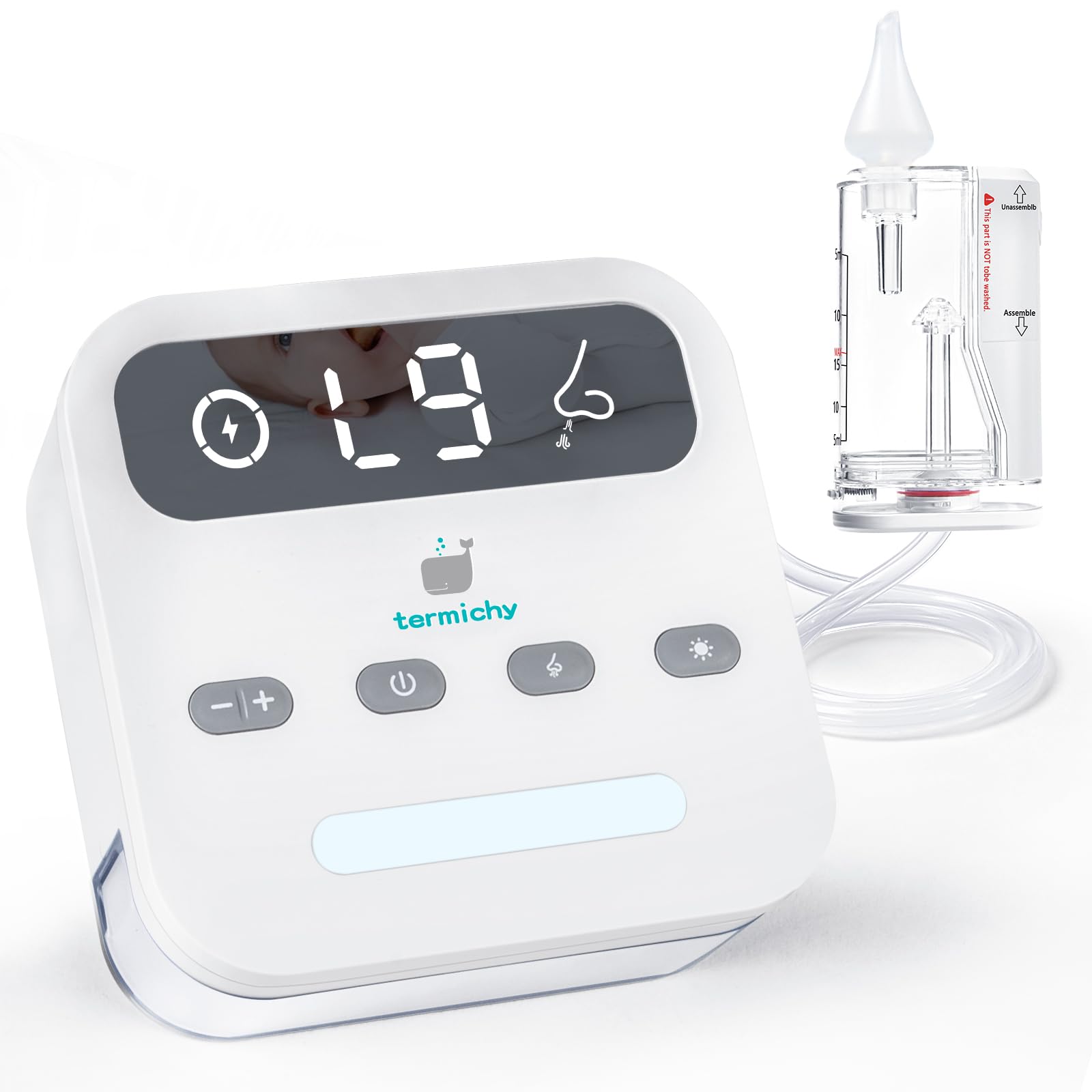 Termichy Electric Baby Nasal Aspirator: Automatic Nose Sucker for Stuffy Nose Toddlers - Adjustable Baby Nose Suction with 9 Suc