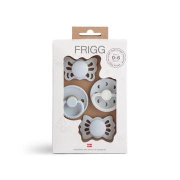 FRIGG Babys First Pacifier - Moonlight Sailing 4-Pack | Made in Denmark | BPA-Free (Powder Blue, 0-6 Months)