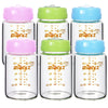 Matyz 6-Pack Borosilicate Glass Breast Milk Bottles (6 Oz, 3 Colors) - Wide Neck Breastmilk Collection And Storage Bottle - Form