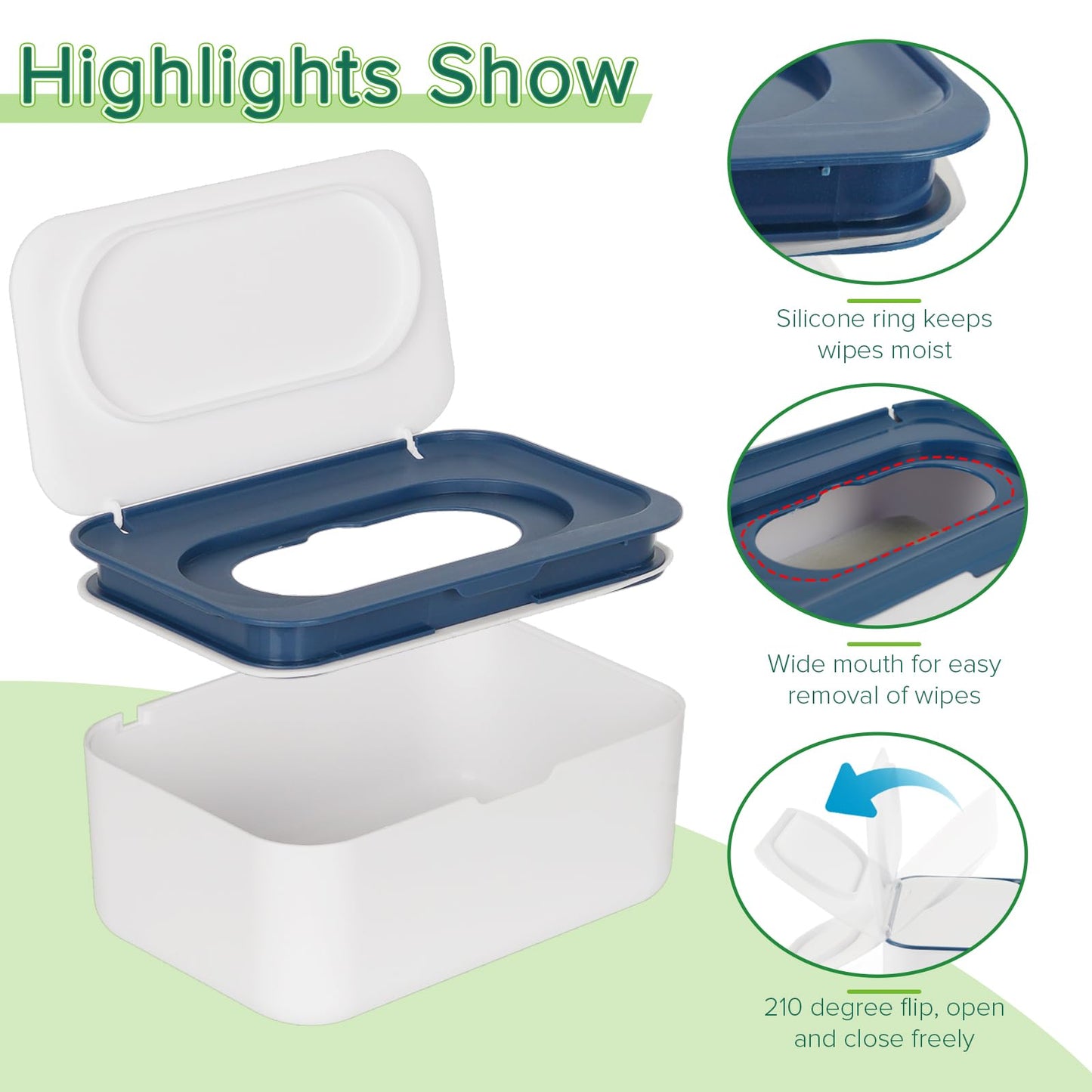 Flenpptly Baby Wipes Dispenser, Wipes Case Baby Wipe Holder Keeps Wipes Fresh, Non-Slip, Easy Open & Close (Blue)