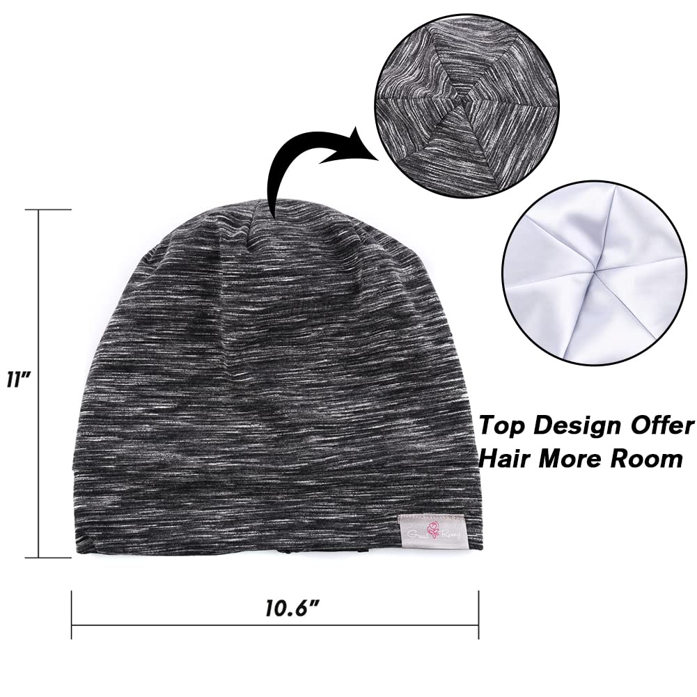 Greatremy Beanie Kids Silky Satin Lined Hair Bonnet Sleep Cap-Adjustable Elastic Band Slouchy Cotton For Teens Baby Girl Infant