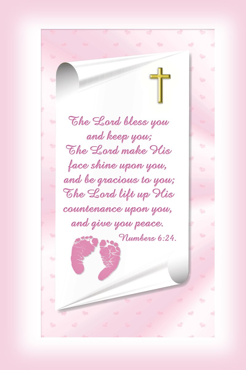 Baptism Christening Gifts Baby Blessing Picture Frame - 'Numbers 6:24-26' - Girl