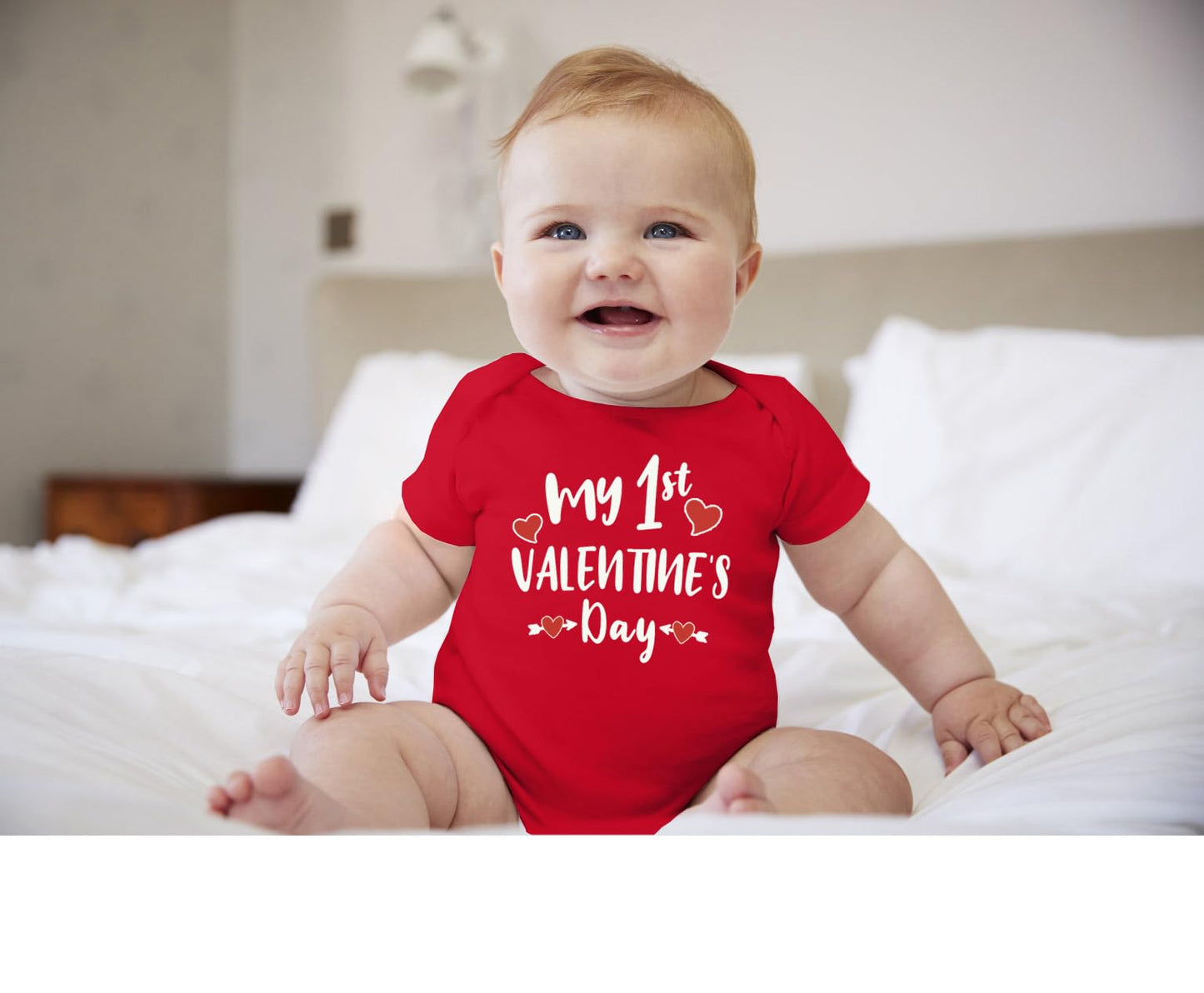 Besserbay Valentine'S Day Baby Heart Short Sleeve Bodysuit Infant First Valentines Red Envelope Neck Onesie 3-6 Months