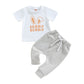 Infant Toddler Baby Boy Easter Outfits Short Sleeve Shirts Bunny T-Shirt + Pants 2Pcs Spring Summer Outfits (Bunny White, 0-6 Mo