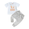 Infant Toddler Baby Boy Easter Outfits Short Sleeve Shirts Bunny T-Shirt + Pants 2Pcs Spring Summer Outfits (Bunny White, 2-3 Ye